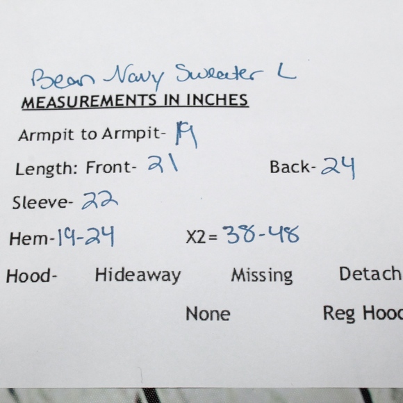 LL Bean Navy Blue Zip Up Cotton Knit Sweater Sz L - Picture 8 of 8